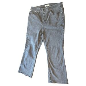 Madewell Cali Demi Boot High Rise Gray Wash Button Fly Jeans Size 32 |P1